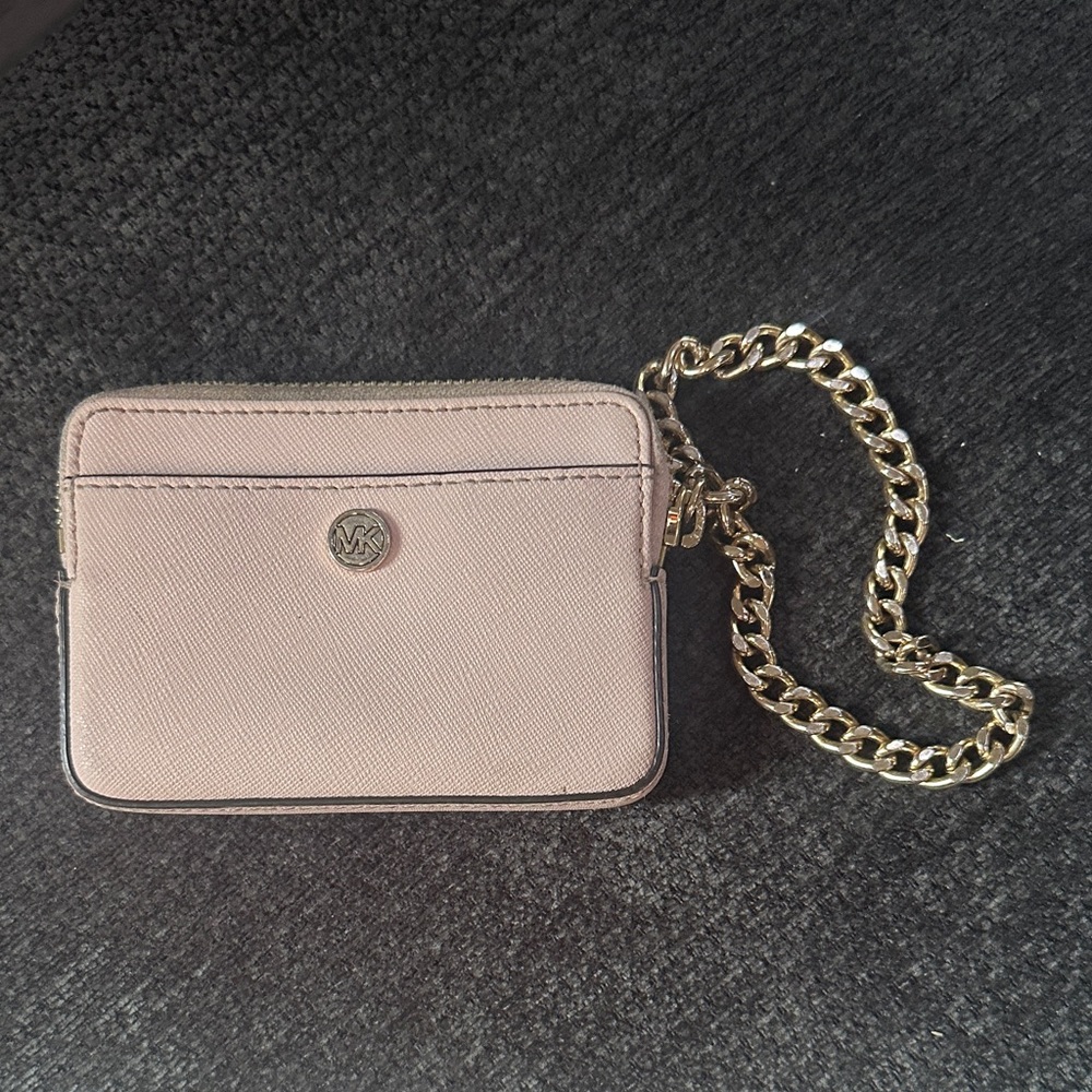 Michael Kors Jet Set Travel Medium Saffiano Leather Chain Card Case in pink